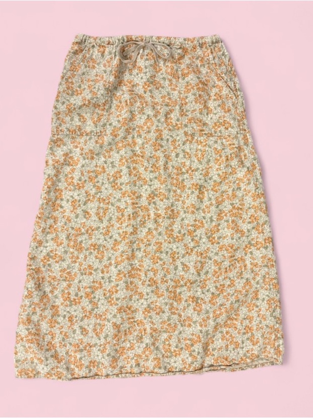 Eddie Bauer 100% Linen Floral Maxi Skirt Size Medium